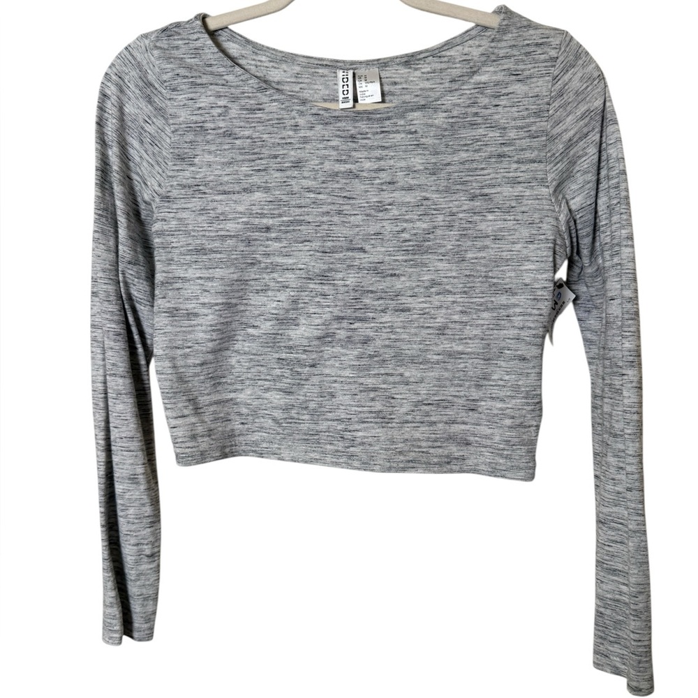 H&M Heather Gray Long Sleeve Crop Top - Picture 1 of 2